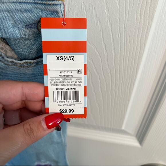 New Cat & Jack Fall Girls Overalls purple Sequin Distressed knees XS 4/5 NWT - Picture 2 of 5